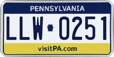 PA license plate LLW0251