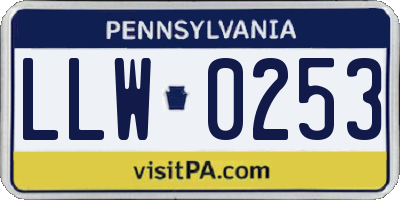 PA license plate LLW0253