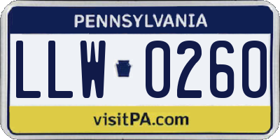 PA license plate LLW0260