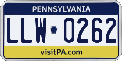 PA license plate LLW0262