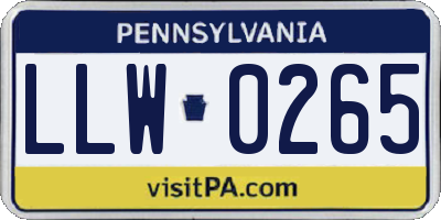 PA license plate LLW0265