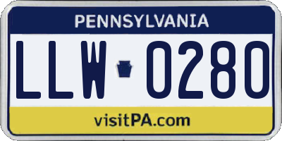 PA license plate LLW0280