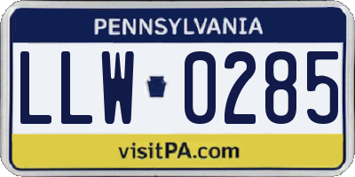 PA license plate LLW0285