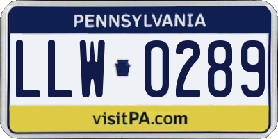 PA license plate LLW0289