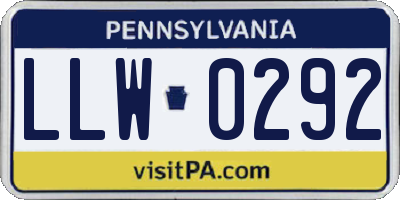 PA license plate LLW0292