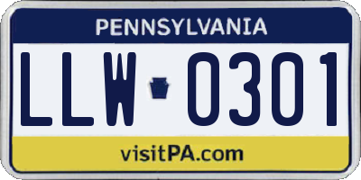 PA license plate LLW0301