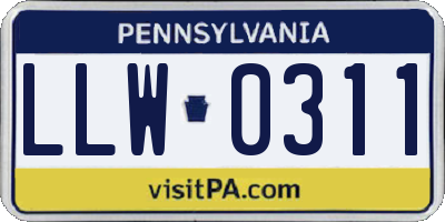 PA license plate LLW0311