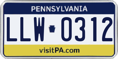 PA license plate LLW0312