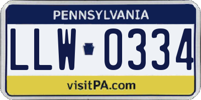 PA license plate LLW0334