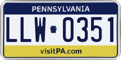 PA license plate LLW0351