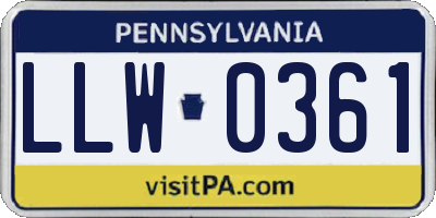 PA license plate LLW0361