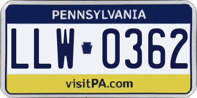 PA license plate LLW0362