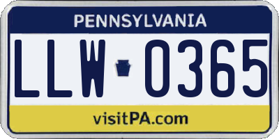 PA license plate LLW0365