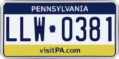 PA license plate LLW0381