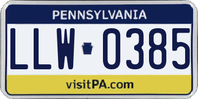 PA license plate LLW0385