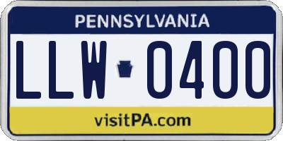 PA license plate LLW0400