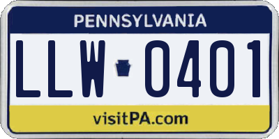 PA license plate LLW0401