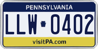 PA license plate LLW0402