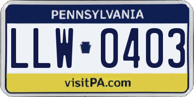 PA license plate LLW0403