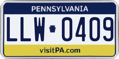 PA license plate LLW0409