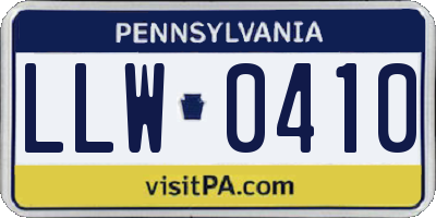 PA license plate LLW0410