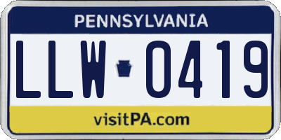 PA license plate LLW0419