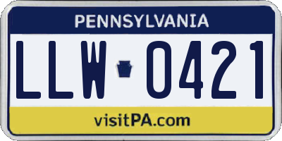 PA license plate LLW0421
