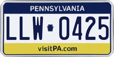 PA license plate LLW0425