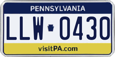 PA license plate LLW0430