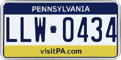 PA license plate LLW0434