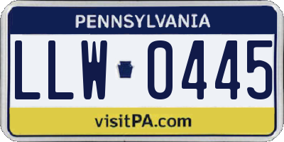 PA license plate LLW0445
