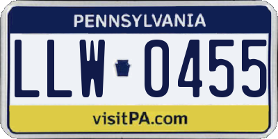 PA license plate LLW0455