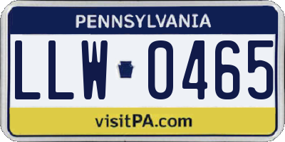 PA license plate LLW0465