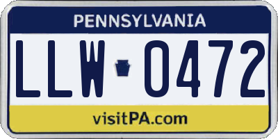 PA license plate LLW0472