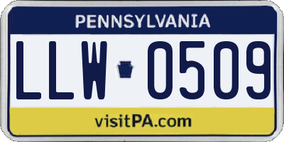 PA license plate LLW0509