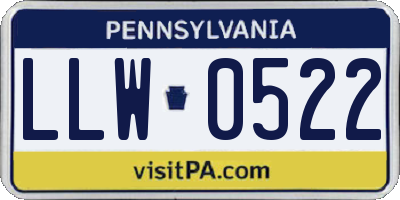 PA license plate LLW0522
