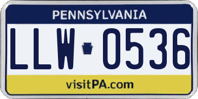 PA license plate LLW0536