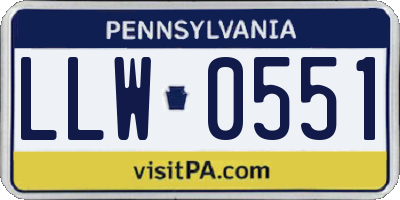 PA license plate LLW0551