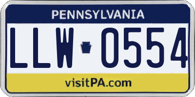 PA license plate LLW0554