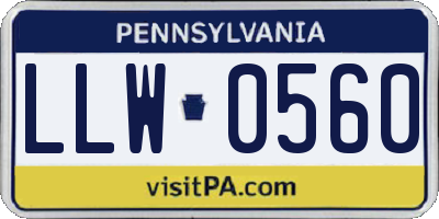 PA license plate LLW0560