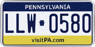 PA license plate LLW0580