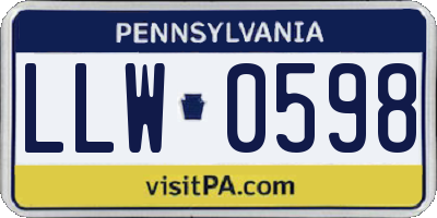 PA license plate LLW0598