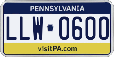PA license plate LLW0600