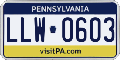 PA license plate LLW0603