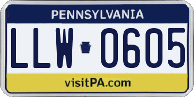 PA license plate LLW0605