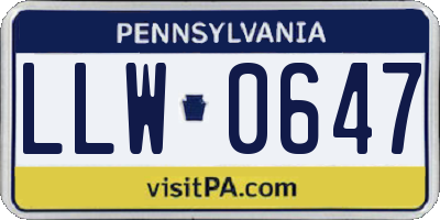 PA license plate LLW0647