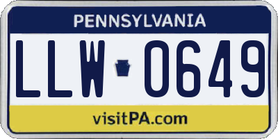PA license plate LLW0649