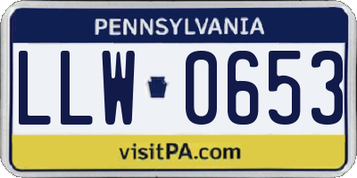 PA license plate LLW0653
