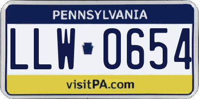 PA license plate LLW0654