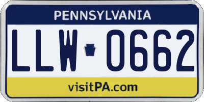 PA license plate LLW0662